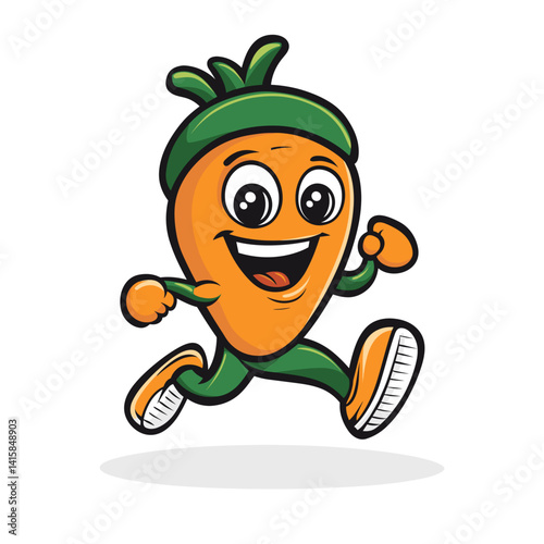 Carrot Running Cute Illustration Vector Isolated Mascot Art 
