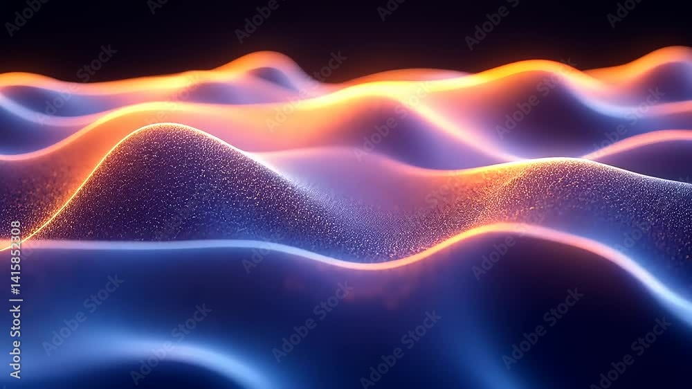 Abstract wavy surface with glowing particles (2)