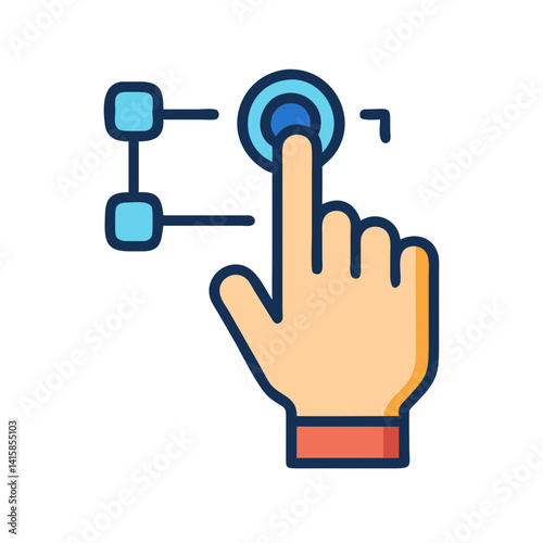 Hand selecting node or button in digital network