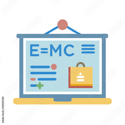 Physics formula presentation on a modern cartoon board