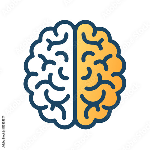 Brain hemispheres with logical and creative thinking concept