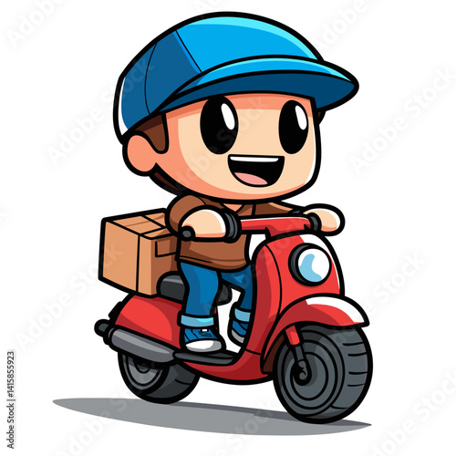 Delivery Boy Cute Illustration Vector Isolated Mascot Art 
