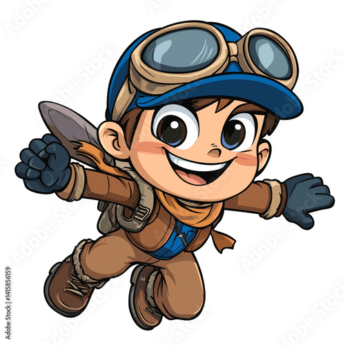 Cartoon Illustration of a Pilot Vector Cute Mascot Art	