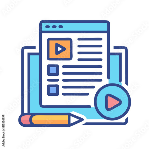 Online video creation, editing and marketing icon concept