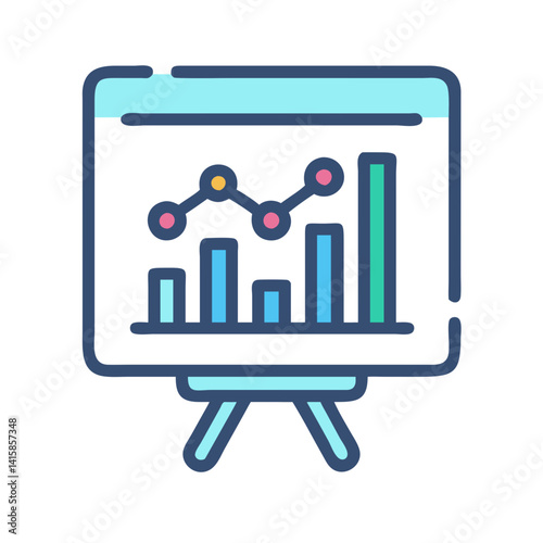 Colorful Business Chart on Presentation Easel with Black Background