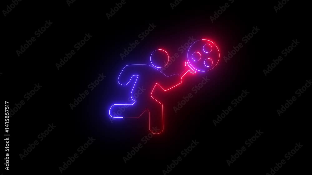 abstract a neon color volley boll player icon with black background.. abstract a neon color volley boll player icon with black background..