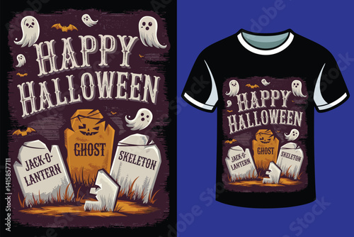 Halloween t-shirt design illustration cat witch 