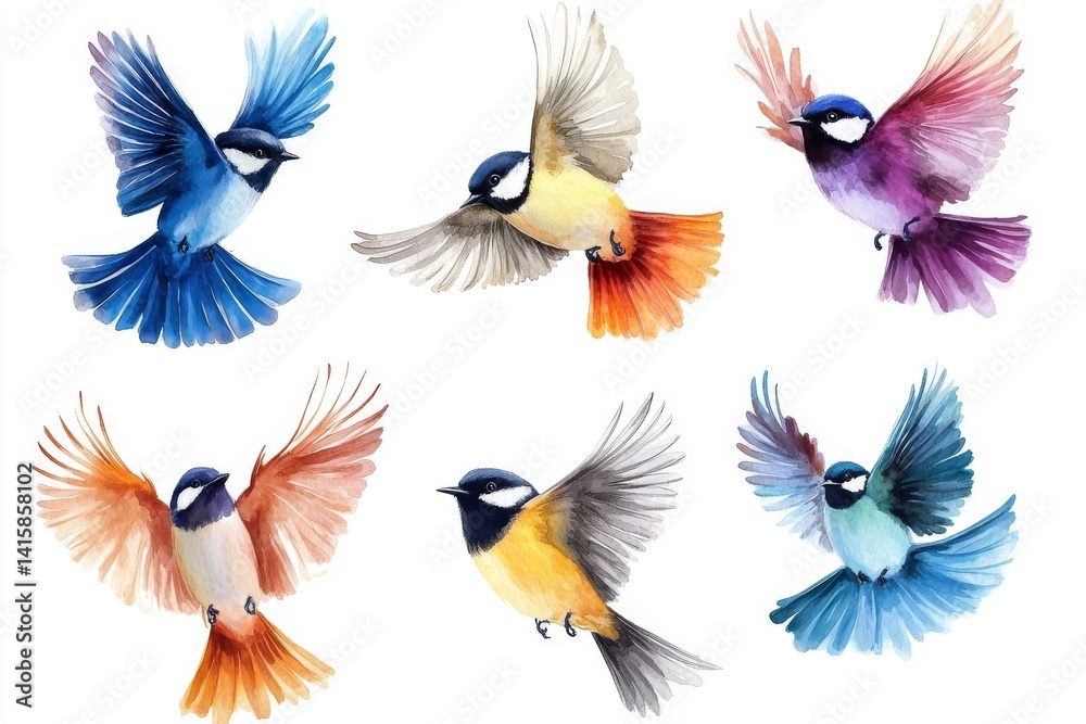 Fototapeta premium The image features a hand-drawn, realistic illustration of an Australian bird on a clean white background, created using watercolors