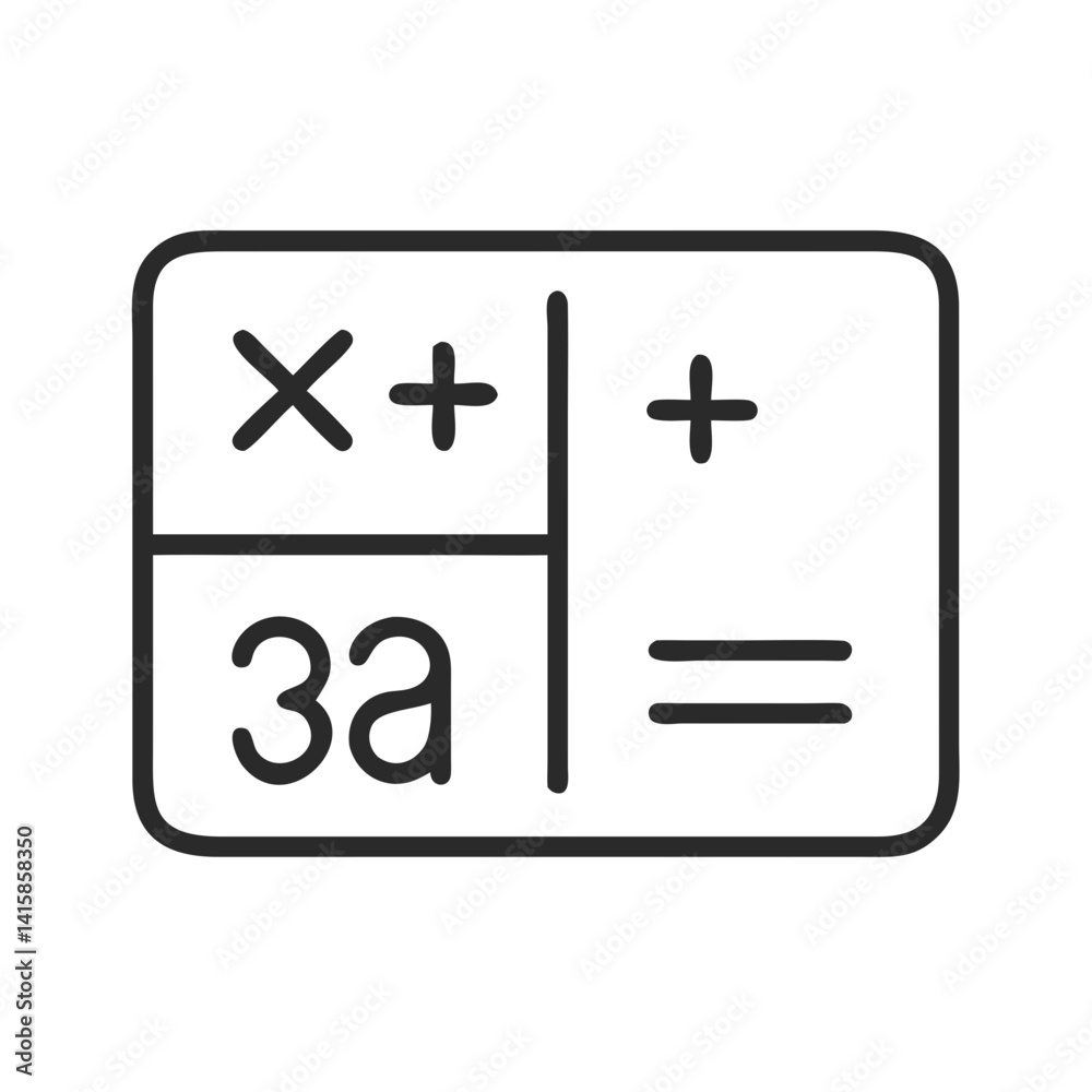 Obraz premium Calculator outline icon for math, education, and finance