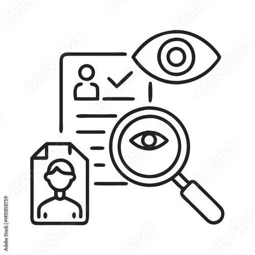 Background Check Line Art Icon for Stock Photos