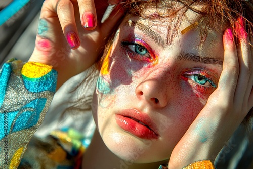 Distorted reality. Cognitive health. Metaphorical intoxication emotions of a mental illusion. Hallucination - due to intoxication: abstract image of well-being. Health and psychology.