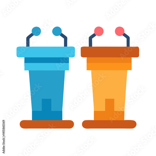 Political Debate Platform Standings and Opposing Views Illustration