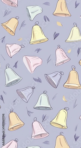 Bell Leaf Seamless Pattern Gentle Color Background
