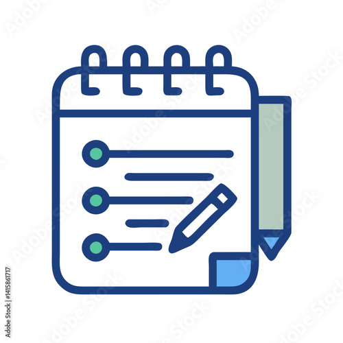 Stylized Notepad with Pencil for Notes and Planning