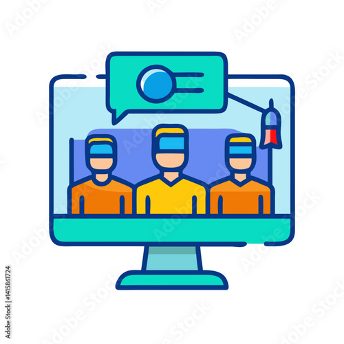 Virtual reality meeting on computer screen for collaboration