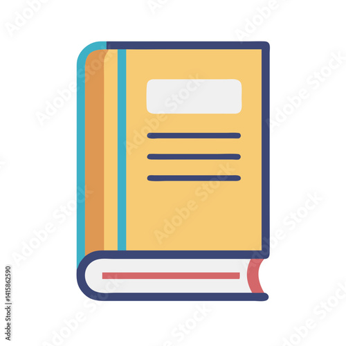Stylized Yellow Book with Lines Vector Illustration