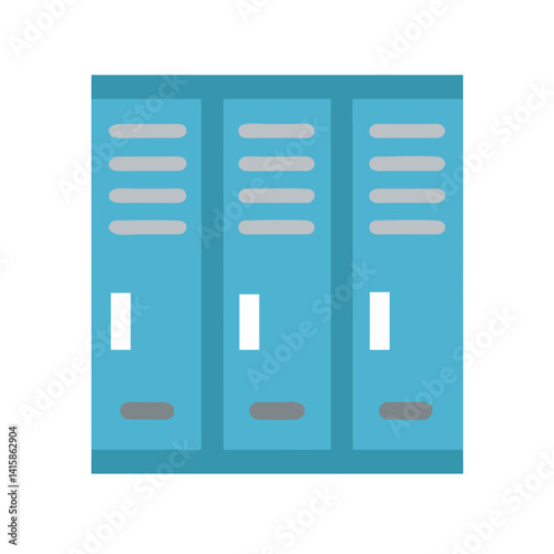 Blue school lockers, storage lockers, flat design illustration