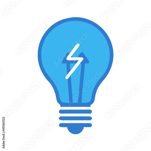 Blue Light Bulb with Lightning Bolt Innovation Icon