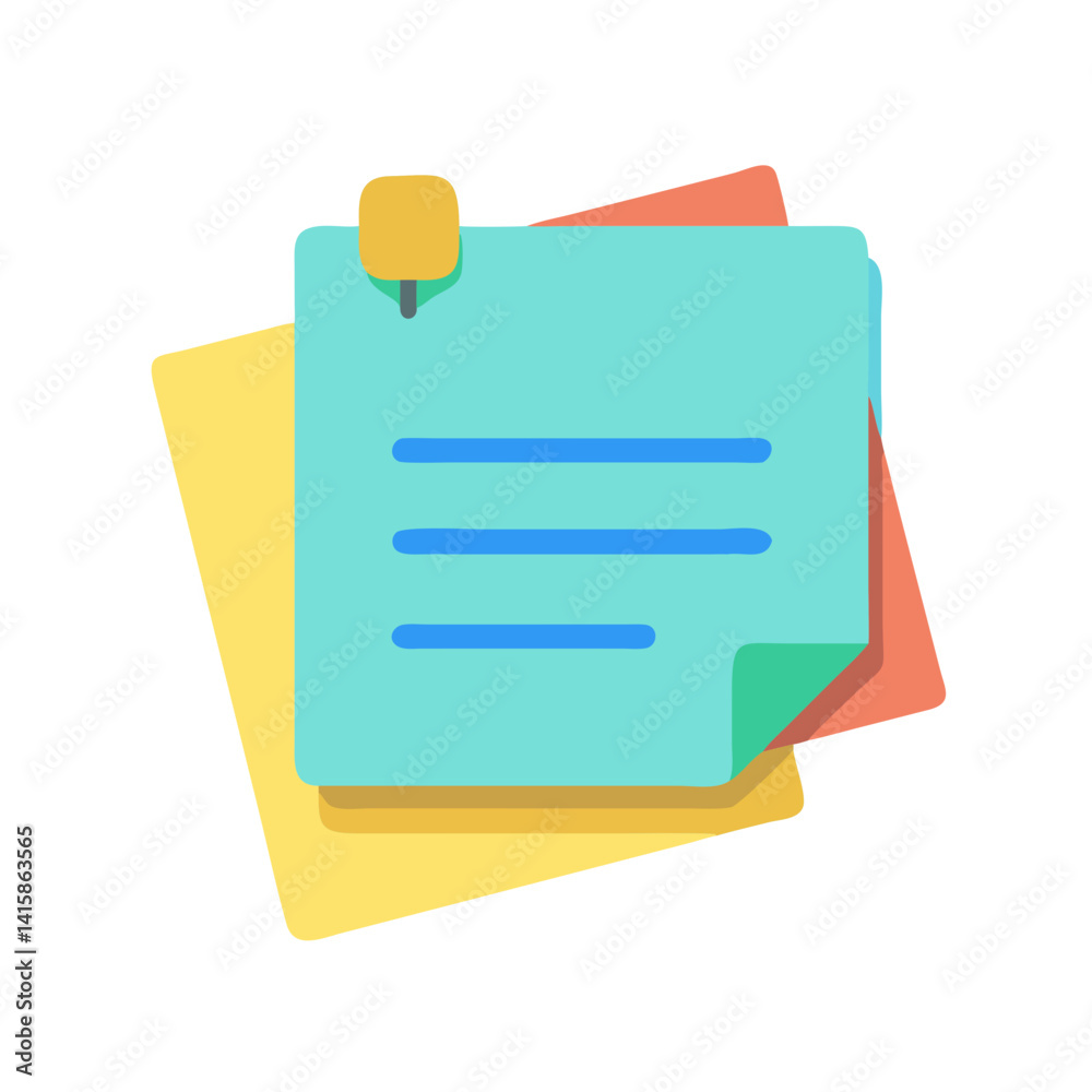 Colorful sticky notes with pin on black background Colorful sticky notes with pin on black background