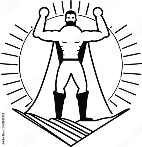 vector illustration of a warrior ,Heroic Strength Silhouette Vector
