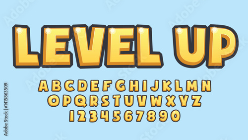 bevel 3d yellow cartoon isolated letters for logo design