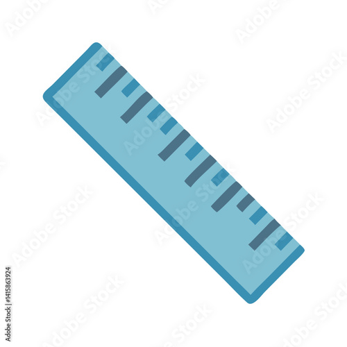 Light Blue Ruler Measurement Tool Isolated on Black