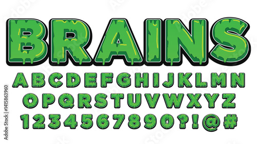 green dripping halloween zombie isolated font