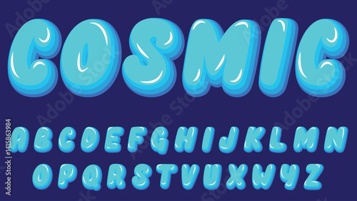 Blue rounded bubble cartoon isolated letters for logos