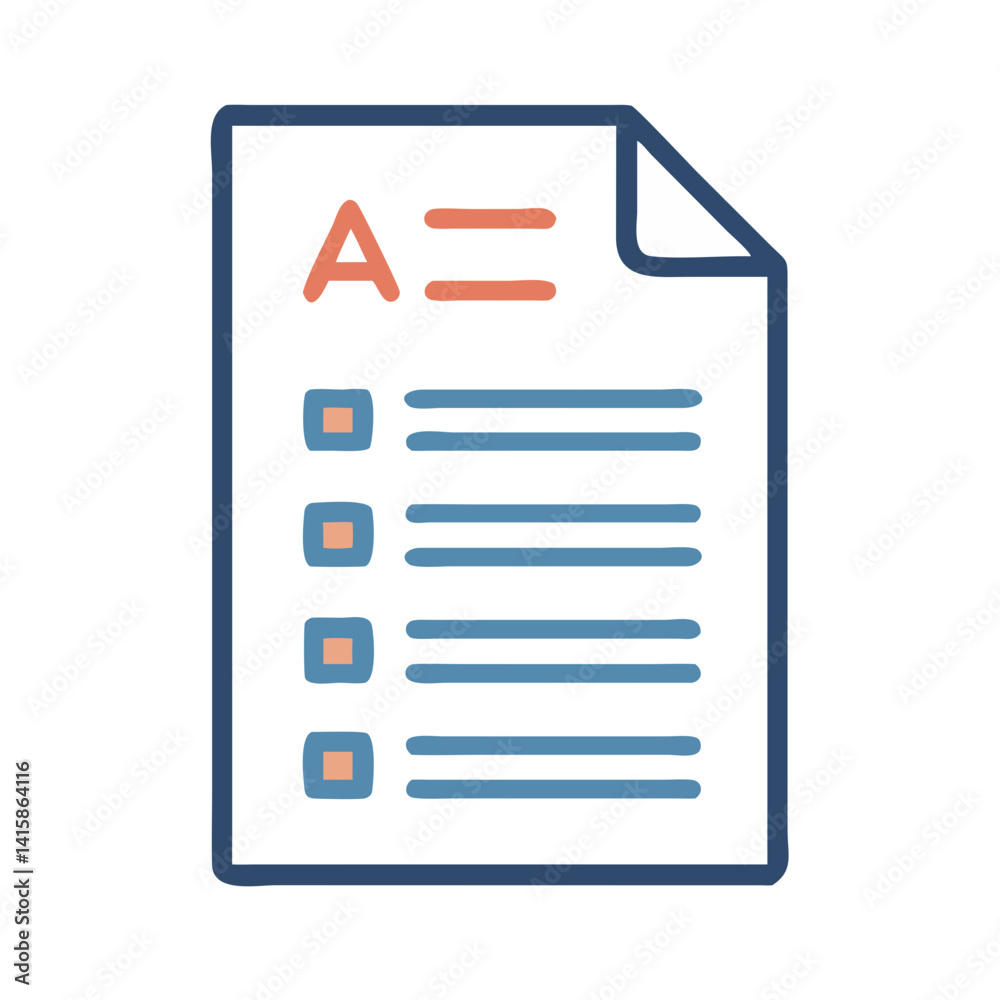 Test Paper Illustration with Grade A Symbol Design Test Paper Illustration with Grade A Symbol Design