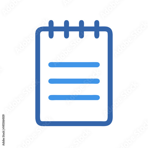 Blue Notepaper Icon on Black Background Illustration