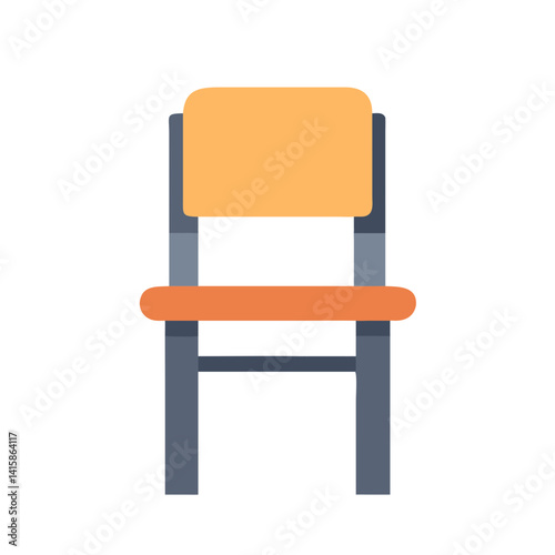 Orange and Grey Minimalist Chair Illustration on Black Background
