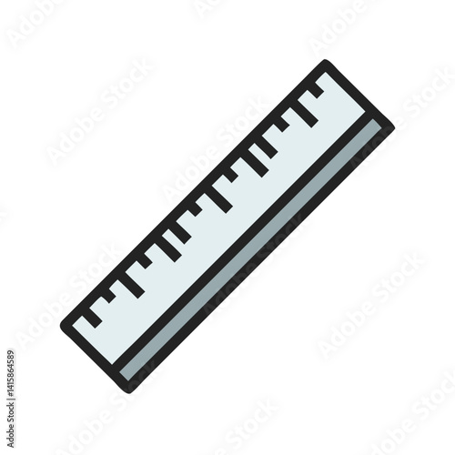 Illustrated Ruler on Black Background for Measuring, Drawing