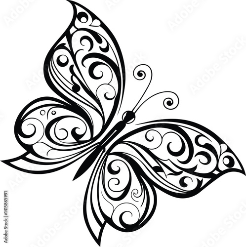black and white butterfly tattoo, drawing, black, fly, symbol, vintage