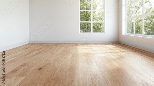 Wallpaper Mural Empty room with hardwood floors and bright natural light ideal for interior design and real estate Torontodigital.ca