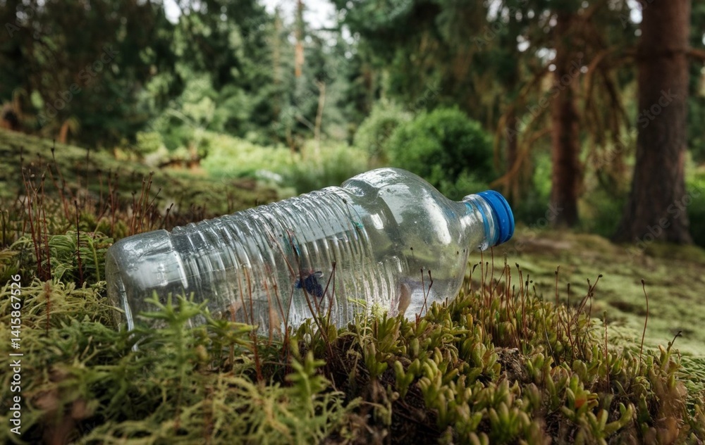 Fototapeta premium An empty plastic bottle lying on the ground