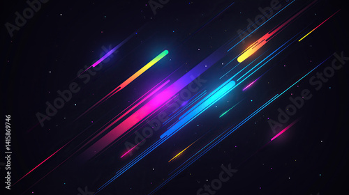 Fototapeta Naklejka Na Ścianę i Meble -  Futuristic neon speed lines in outer space
