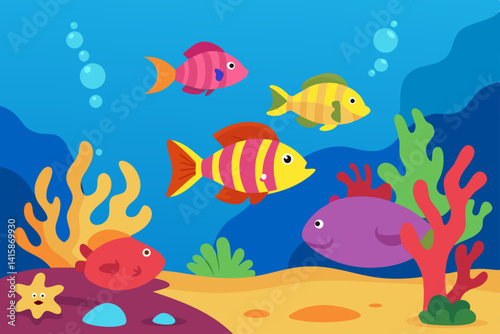 underwater world with fishes