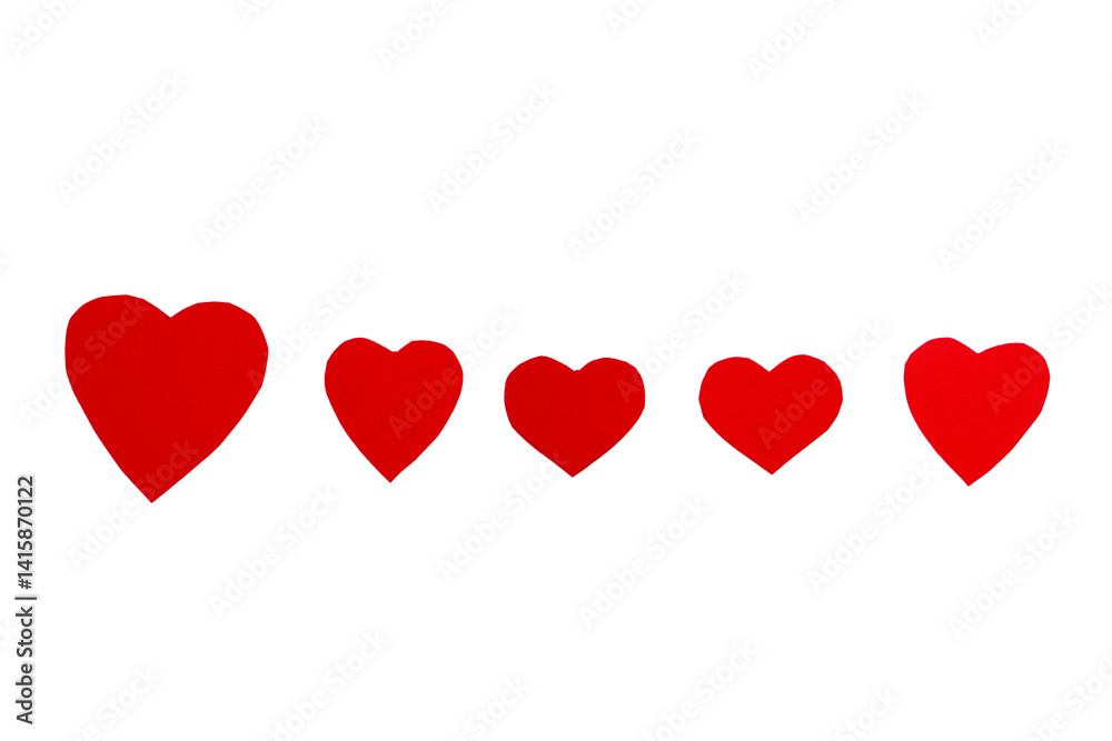 Red paper hearts in horizontal line
Red paper hearts in horizontal line