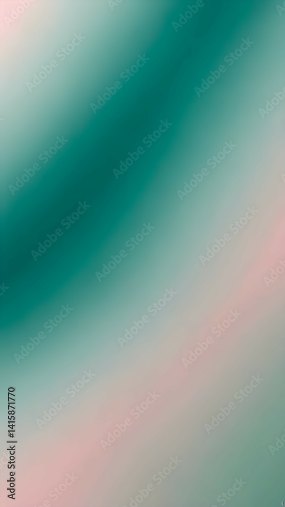 Fototapeta premium Gradient blur of teal green and light blossom pink. Fresh, romantic, and softly balanced.