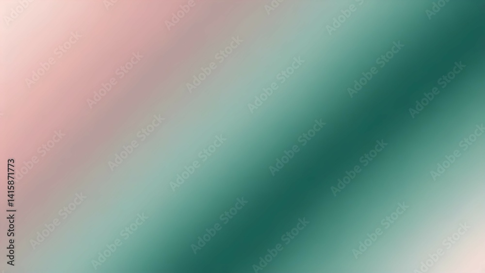 Fototapeta premium Gradient blur of teal green and light blossom pink. Fresh, romantic, and softly balanced.