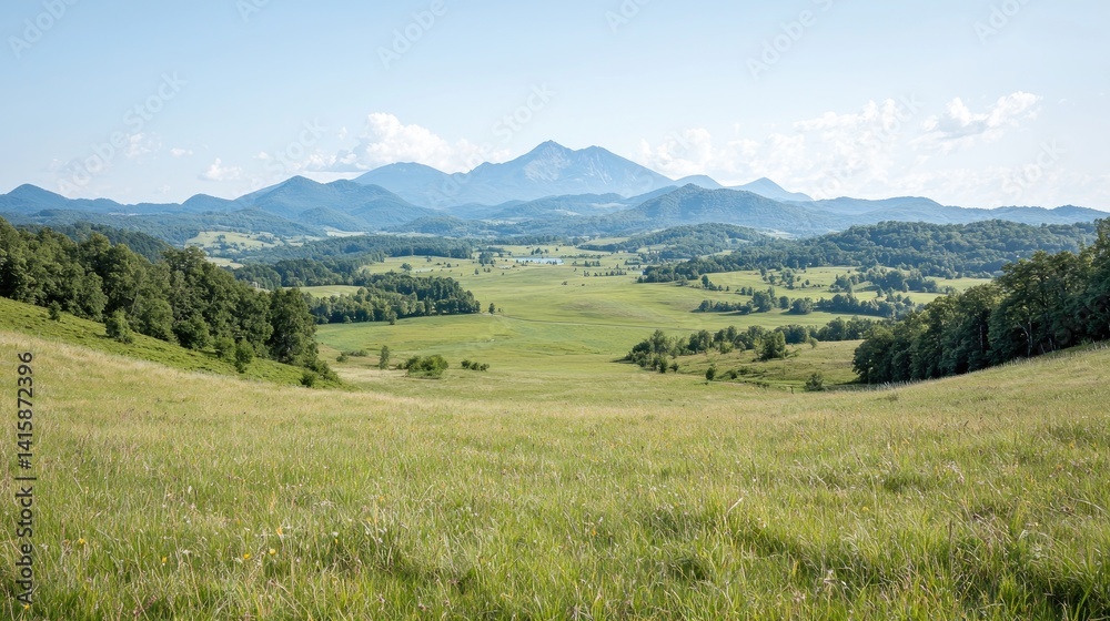 Obraz premium Serene valley landscape tranquil mountain scenery photography