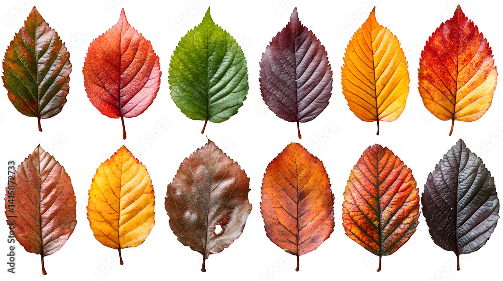 Fototapeta premium Autumn leaves collection isolated on white background