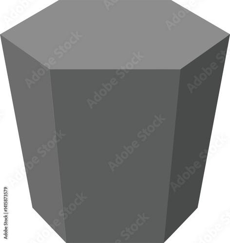 Three dimensional gray octagonal prism geometric shape with flat shading and simple design style vector illustration
