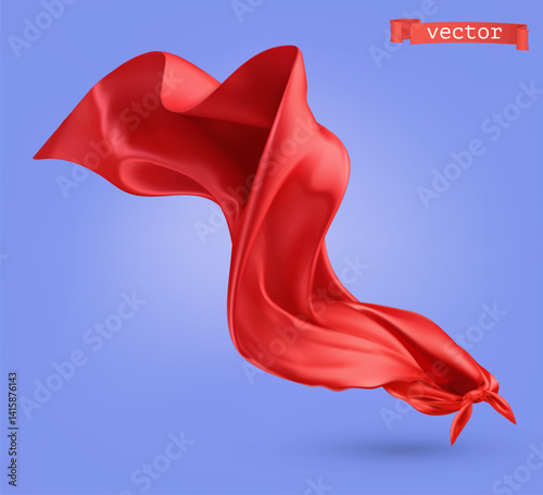 Superhero, red cape 3d realistic vector