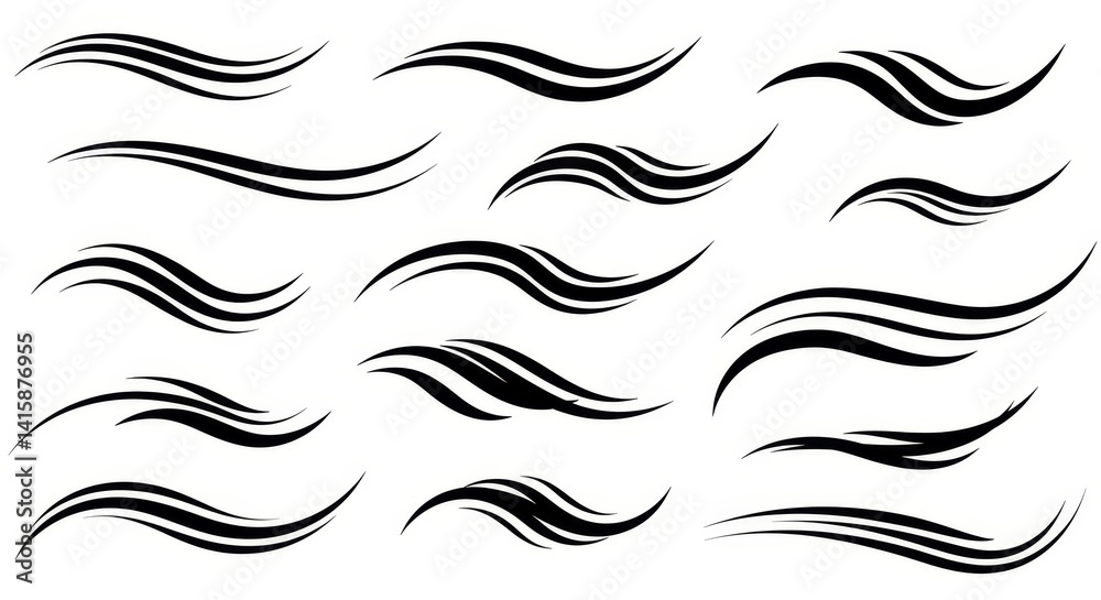 Fototapeta premium Elegant Swirls and Curves for Web Design - A collection of stylish, flowing curves and swirls perfect for website design, adding a touch of elegance and movement to any project. Symbolizing fluidity