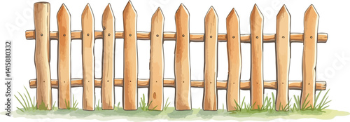 Watercolor vector illustration of a fence.