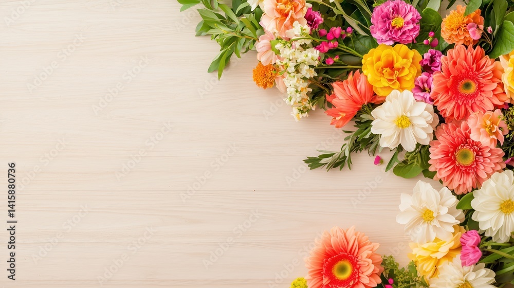 Obraz premium Burst into spring with bold blooms and cheerful charm. This vibrant floral frame brings joyful energy to your seasonal sale or festive promotion.