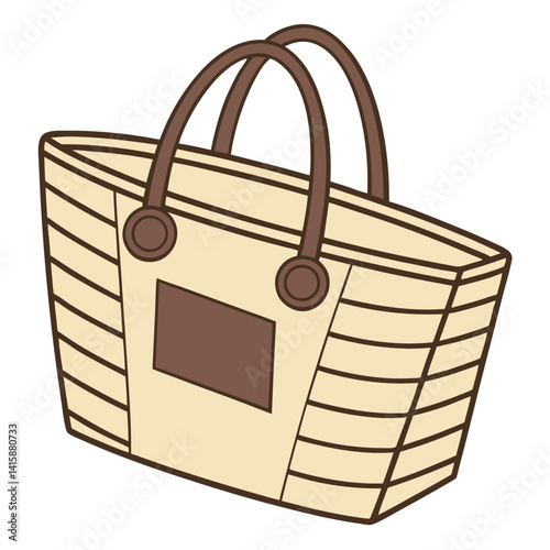 Cute Striped Tote Bag Illustration: Casual Style, Shopping, and Beach Accessory.