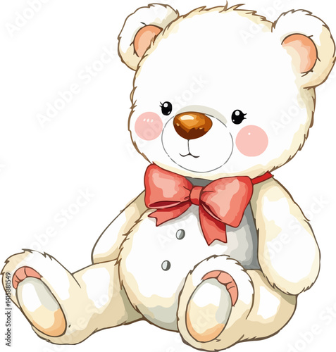 Cute teddy bear in watercolor technique. Vector illustration.