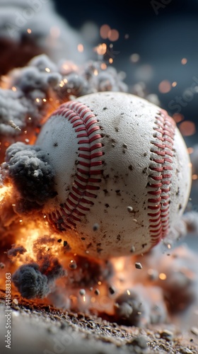 Baseball Explodes in a Dramatic Display of Fire and Smoke During a High-Energ...